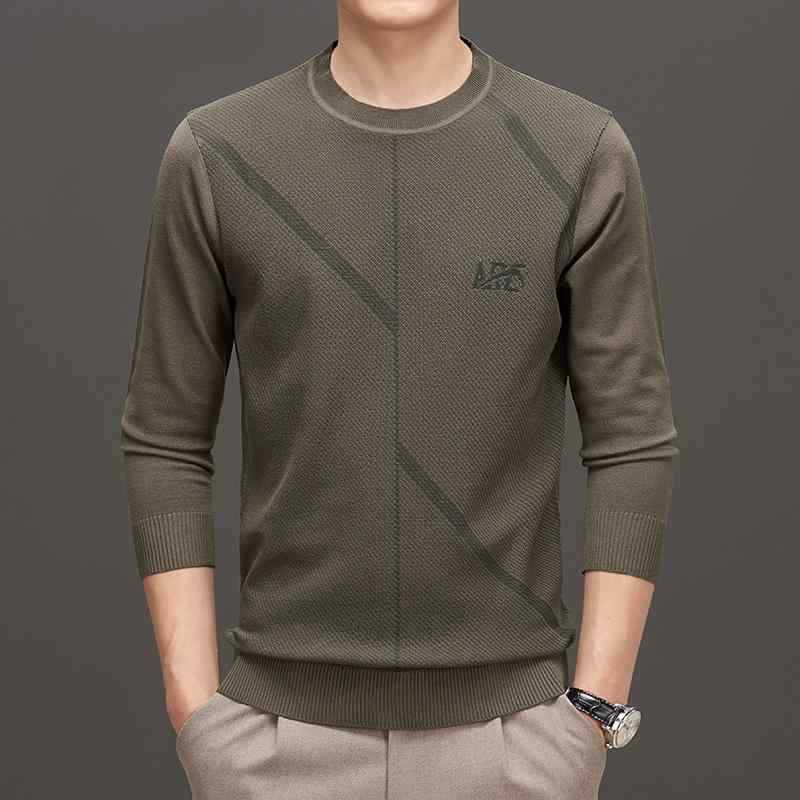 乐天商城 - メンズ ファッション 服 男性用 オシャレ シンプル 大人 かっこいい ストリート カジュアル ラウンドネック 薄手 長袖 Tシャツ レイヤリング ニット セーター インナー