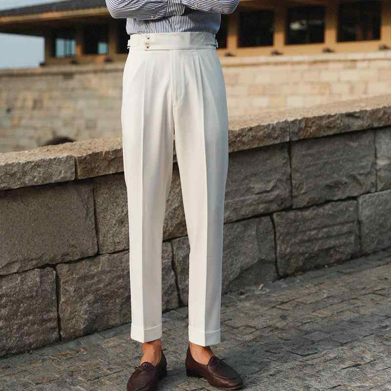 Rakuten - メンズ ファッション 服 男性用 オシャレ シンプル 大人 かっこいい ストリート ストレート レッグ パンツ バックル ビジネス スリム カジュアル ノーアイロン ハイウエスト