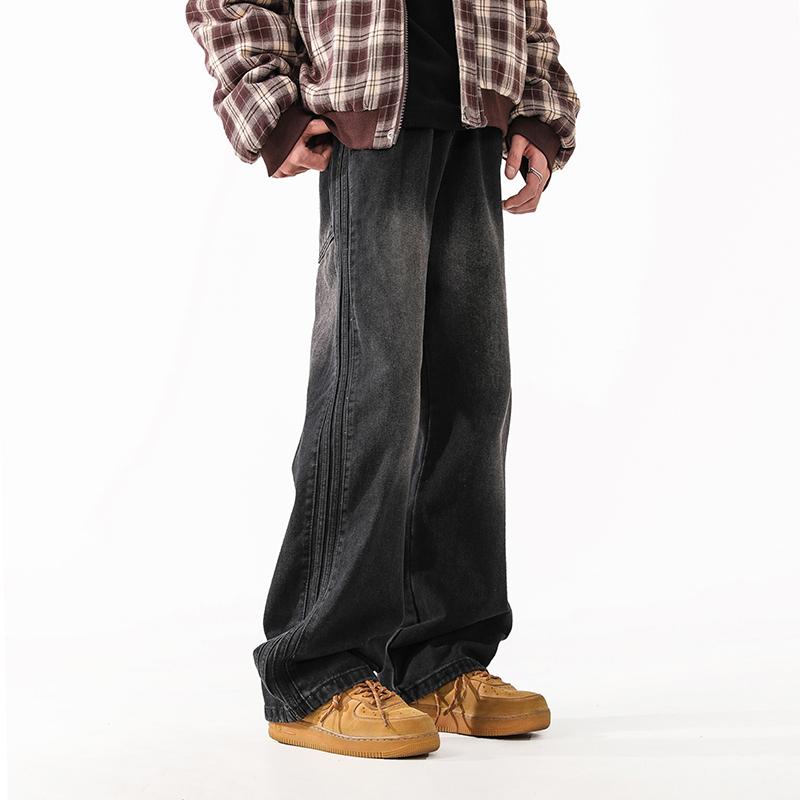 メンズ ファッション 服 男性用 オシャレ シンプル 大人 かっこいい ストリート ジーンズ アメリカン ストリート ウォッシュド カジュアル ストレート パンツ