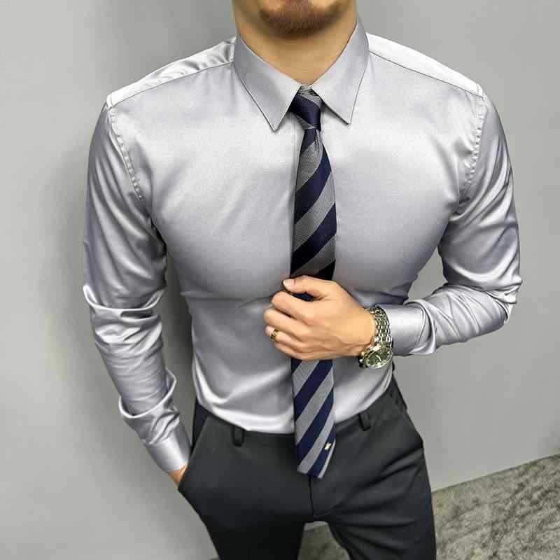 メンズ ファッション 服 男性用 オシャレ シンプル 大人 かっこいい ストリート シャツ 長袖 無地 カジュアル フォーマルウェア スリム..