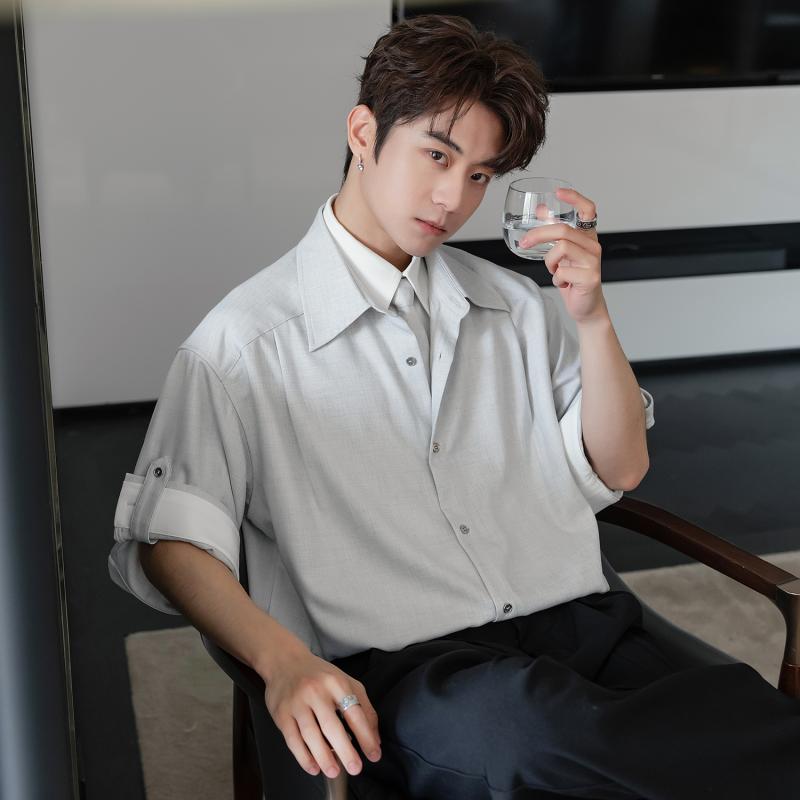 メンズ ファッション 服 男性用 オシャレ シンプル 大人 かっこいい ストリート ネクタイ シャツ 快適 フェイク ツーピース サマー