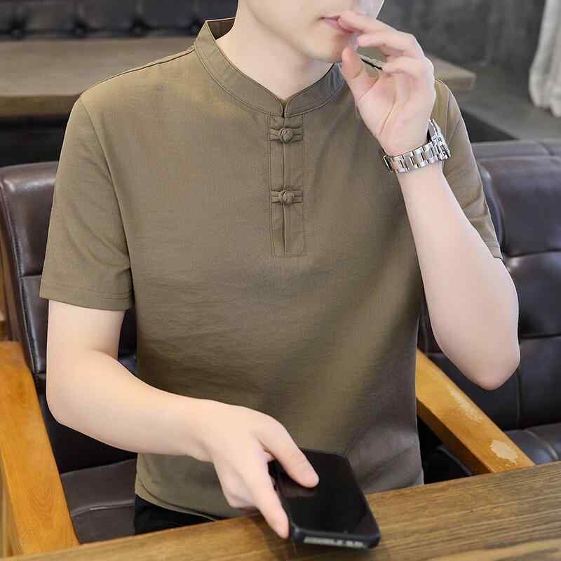 乐天商城 - メンズ ファッション 服 男性用 オシャレ シンプル 大人 かっこいい ストリート 冷感 半袖 Tシャツ 薄手 スタンドカラー カジュアル 男性用 トップス