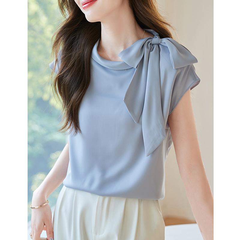 秋コーデ レディース ファッション フレンチ 蝶 半袖 シフォン シャツ 女性用 ハイエンド ゆったり スリム トップス