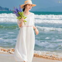 レディース ファッション 服 オシャレ カワイイ 女性用 シンプル 大人カワイイ 大きいサイズ 婦人服 高級 綿麻 ドレス 夏 スリム 休暇 バカンス ビーチ ロング ドレス