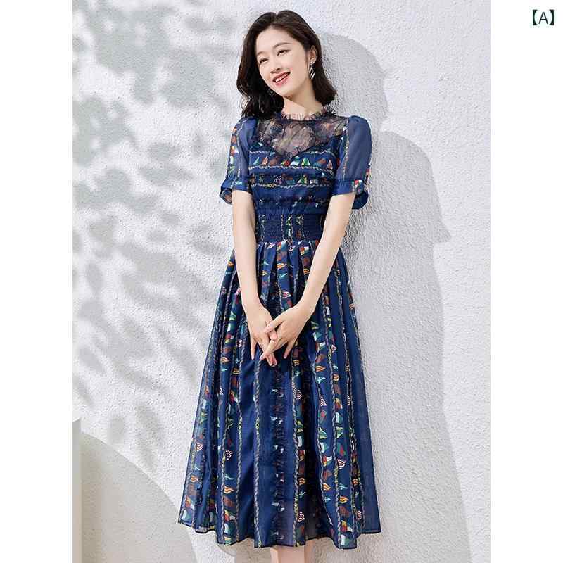 レディース ファッション 服 オシャレ カワイイ 女性用 シンプル 大人カワイイ 大きいサイズ 婦人服 ティーブレイク フレンチ フローラル ドレス 夏 ハイエンド 海辺 休暇 バカンス ドレス