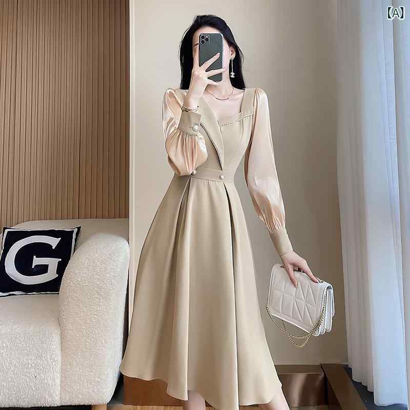 レディース ファッション 服 オシャレ カワイイ 女性用 シンプル 大人カワイイ 大きいサイズ 婦人服 フレンチ ドレス ハイエンド スタイル スカート