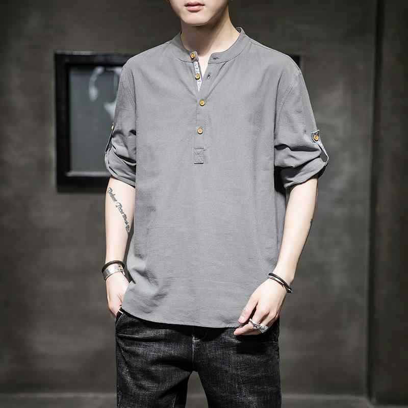 Tシャツ 男性用 半袖 立領 コットン 5分袖 半袖シャツ ポロシャツ カジュアル トップス ゆったり 涼しい 通勤 普段使い レジャー 夏 秋