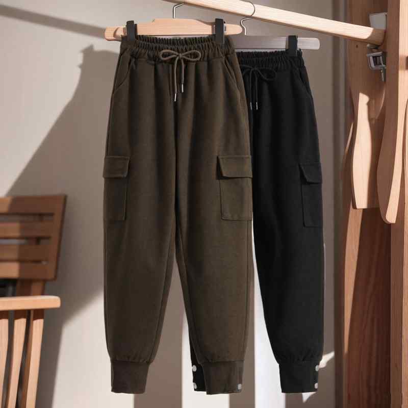 Capri Pants - 秋コーデ レディース ファッション 大きいサイズ ウール ワークウェア スウェット パンツ 冬 スリミング カフ
