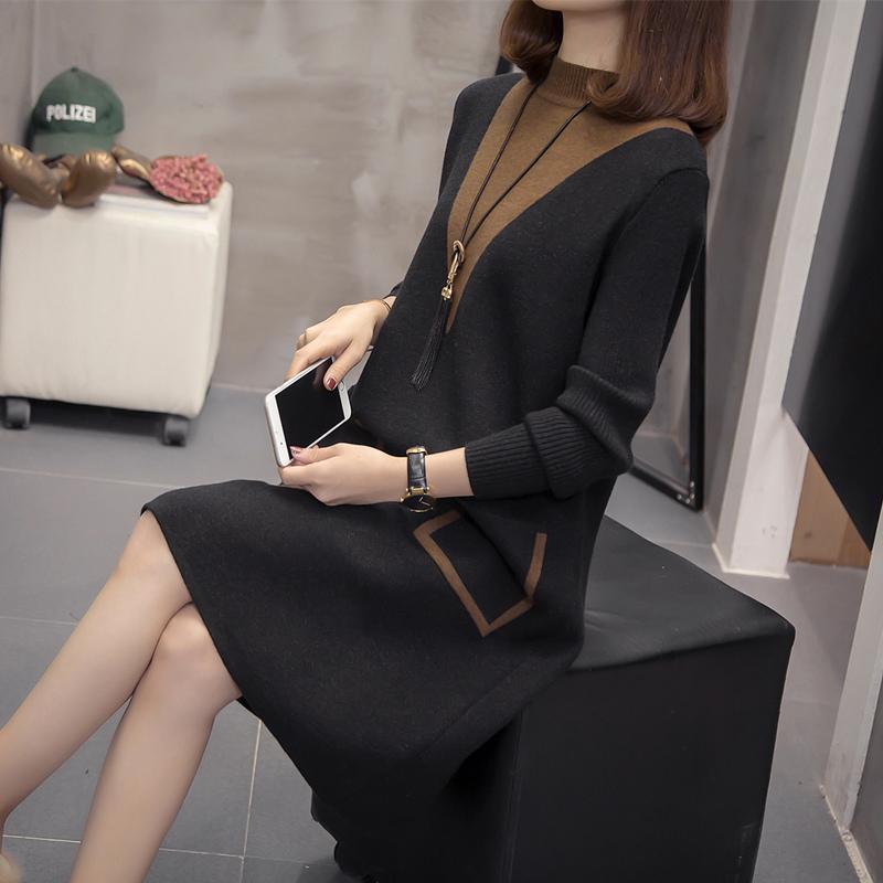 秋コーデ レディース ファッション ニット ワンピース 春秋 大きいサイズ ハイエンド レイヤリング セーター スカート