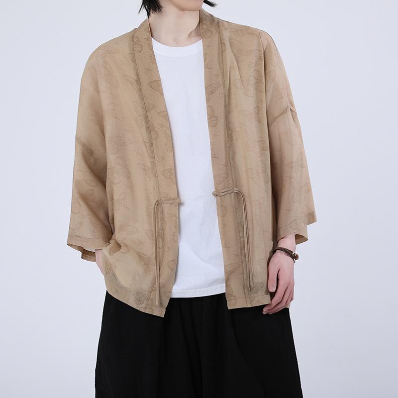 カーディガン男性用アジアン漢服風中...