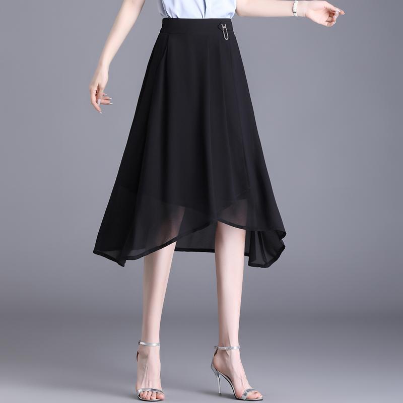 レディース ファッション オシャレ 服 女性用 シンプル 大人カワイイ 婦人服 秋　冬コーデ シフォンスカート Aライン スリミング ドレープ スカート(4.0)