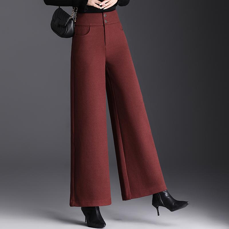 レディース ファッション オシャレ 服 女性用 シンプル 大人カワイイ 婦人服 秋　冬コーデ ウール ゆったり ワイド レッグ パンツ カジュアル パンツ ハイエンド