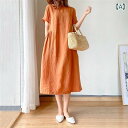 レディース ファッション 服 オシャレ カワイイ 女性用 シンプル 大人カワイイ 大きいサイズ 婦人服 夏 薄手 ドレス ミドル丈 スカート スタイル シンプル 綿 リネン ゆったり