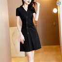 レディース ファッション 服 オシャレ カワイイ 女性用 シンプル 大人カワイイ 大きいサイズ 婦人服 スリム スカート 半袖 夏 Vネック ドレス 黒 スカート スリム