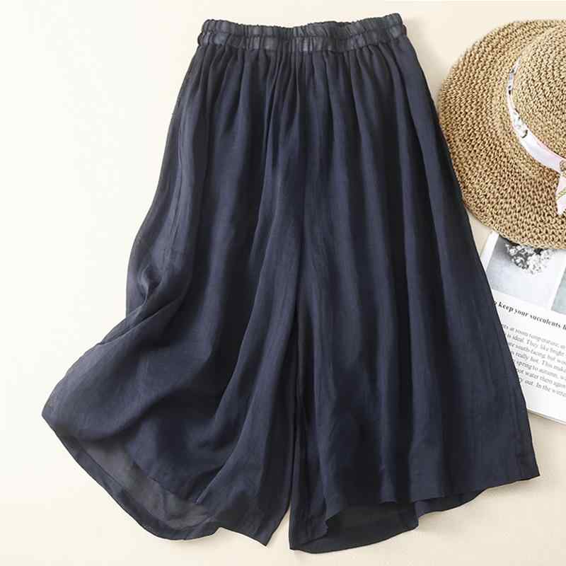 秋コーデ レディース ファッション 大きいサイズ コットン リネン パンツ ハイエンド リネン カジュアル スカート ゆったり 七分丈 ワイドレッグ