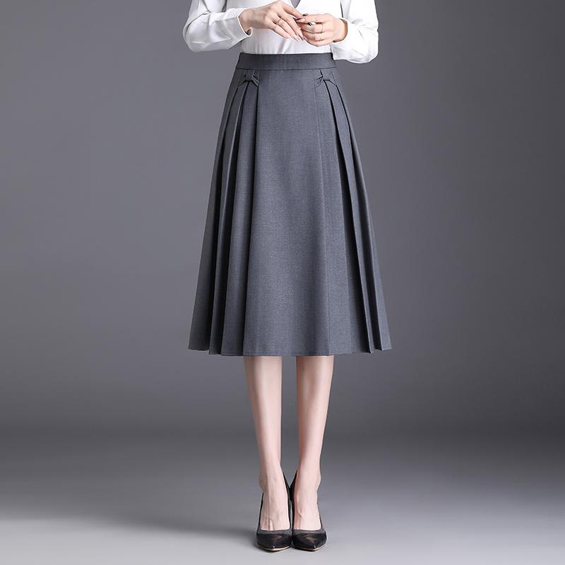 秋コーデ レディース ファッション グレー スカート 女性用 アンブレラ Aライン プリーツスカート スーツ 通勤