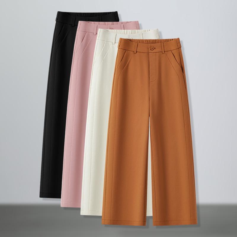 秋コーデ レディース ファッション ワイドレッグ パンツ テンセル オレンジ ハイウエスト ストレート カジュアル スーツ