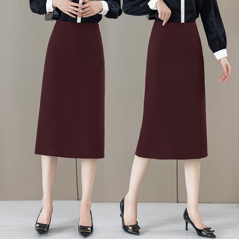 秋コーデ レディース ファッション レッド スーツ スカート Aライン ミディアム ワンステップ スカート