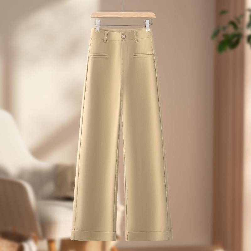 秋コーデ レディース ファッション ウートン パンツ ハイウエスト 九分丈 スーツ カジュアル カーキ ワイドレッグ