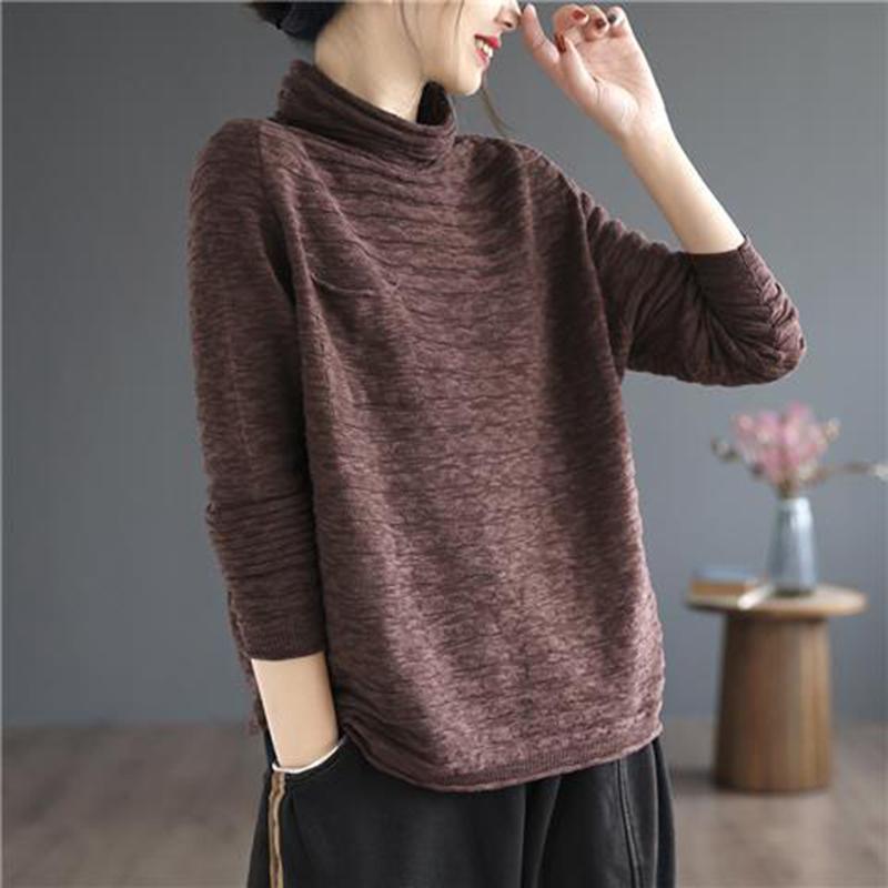 秋コーデ レディース ファッション カジュアル ハイネック 長袖 レイヤリング シャツ 女性用 スタイル ゆったり 春服 大きいサイズ トップス