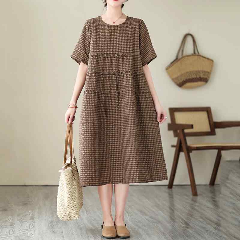 秋コーデ レディース ファッション 女性用 コットン リネン ドレス ロング Aライン スカート