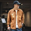 メンズ ファッション 服 男性用 オシャレ シンプル 大人 かっこいい 大きいサイズ ストリート 紳士服 グリーン アメリカン レトロ 長袖 シャツ カジュアル ワークジャケット