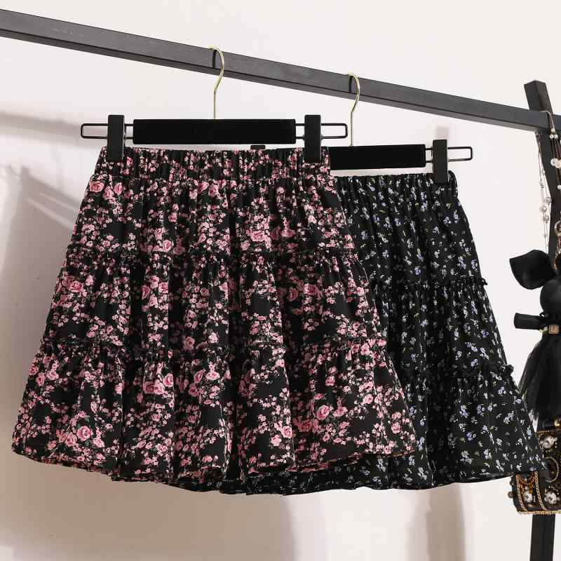 秋コーデ レディース ファッション 大きいサイズ ハイエンド 花柄 ケーキ スカート ハーフ 女性用 ハイウエスト スリム Aライン スカート