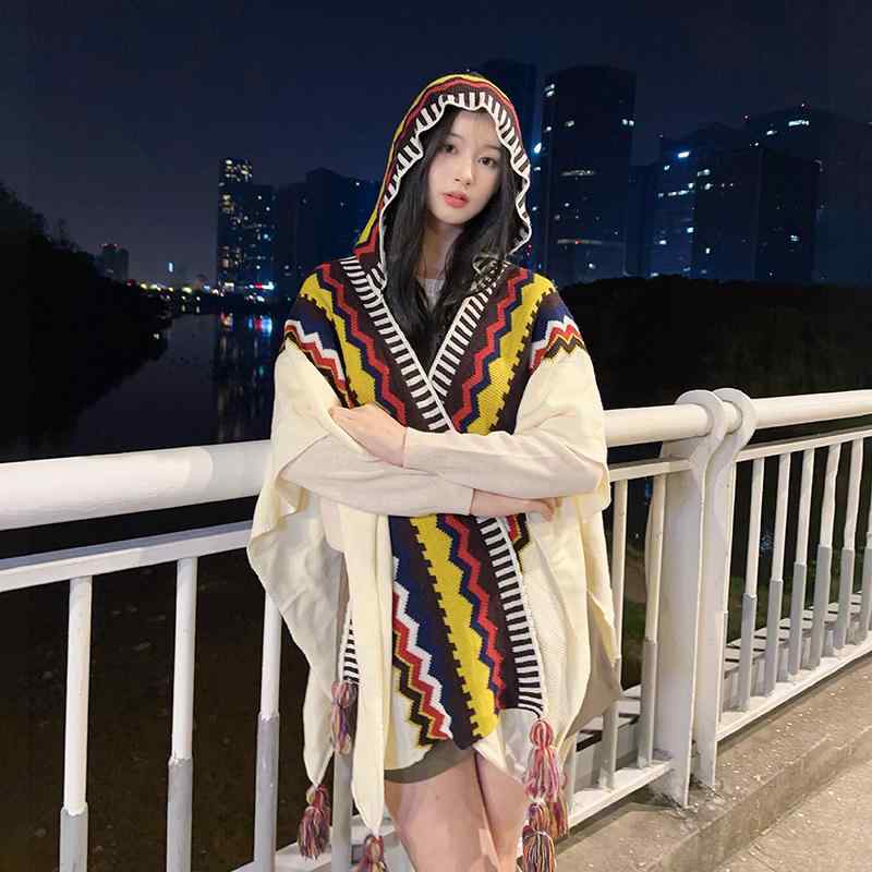 For Women - レディース ファッション 小物 オシャレ アイテム ショール マフラー ケープ ストール 季節物 ボヘミアン ショール ケープ スカーフ アウターウェア ニット ウール ウェア
