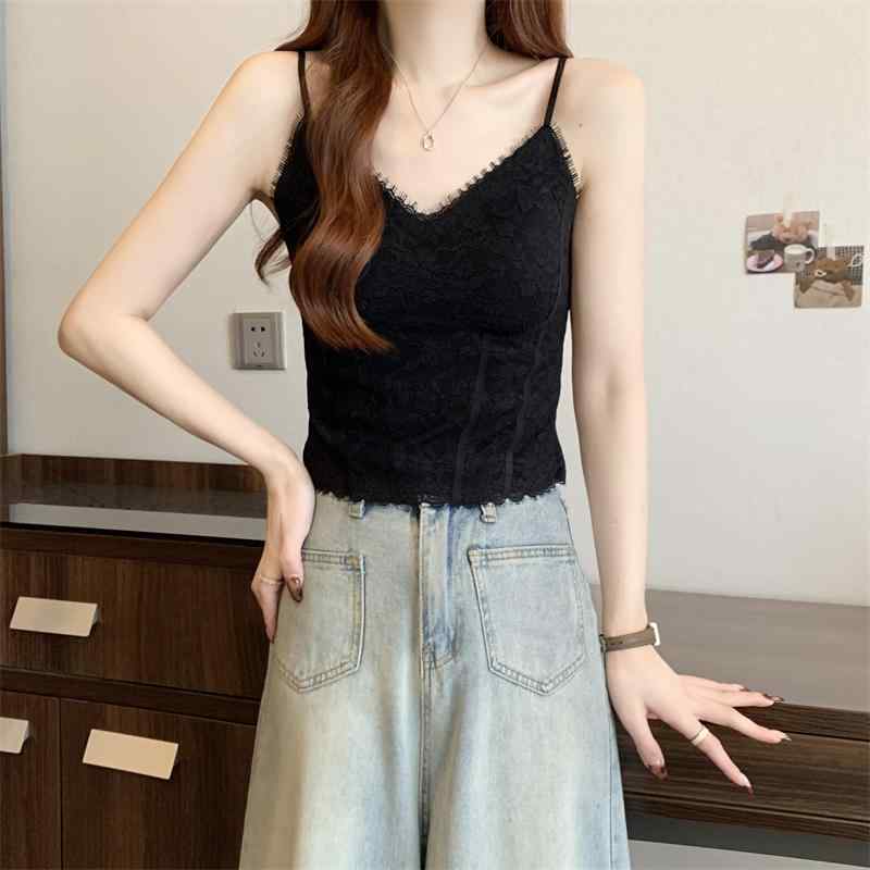 秋コーデ レディース ファッション 春 女性用 レース フィッシュボーン キャミソール 胸パッド バック ブラ トップス ブラジャー