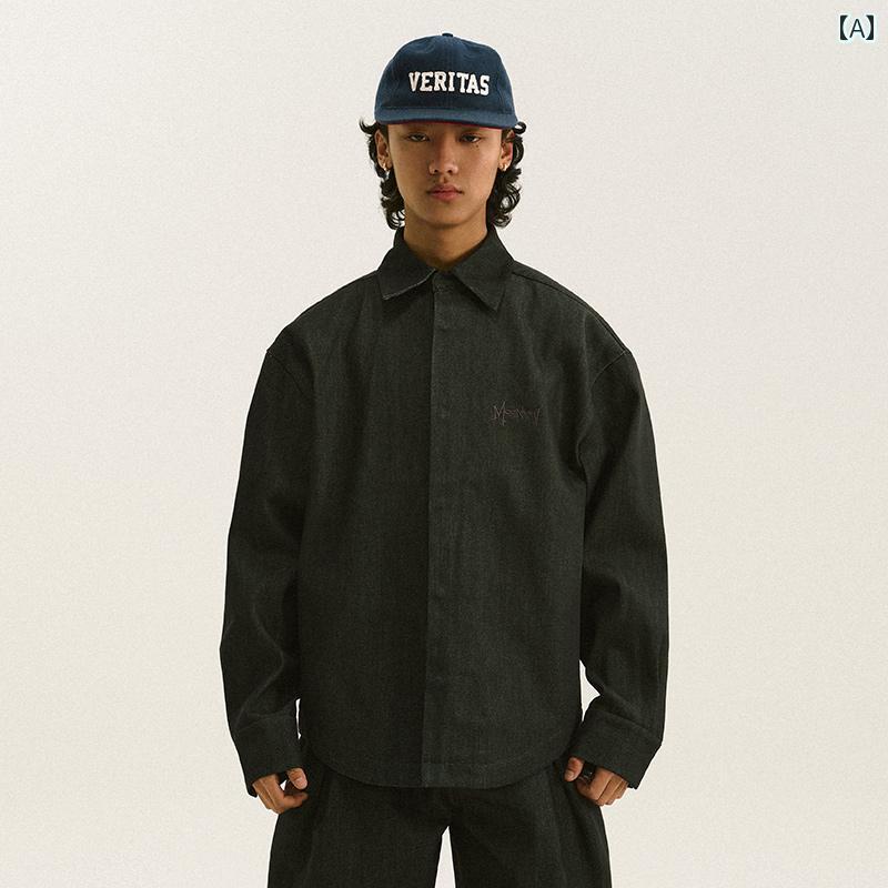 ファッション メンズ 服 男性用 オシャレ シンプル 大人 かっこいい ストリート デニムスーツ クリーン フィット デニムシャツ ジャケット プリーツ ジーンズ licot-13305635 リコット サンプル画像2