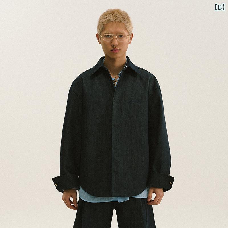 ファッション メンズ 服 男性用 オシャレ シンプル 大人 かっこいい ストリート デニムスーツ クリーン フィット デニムシャツ ジャケット プリーツ ジーンズ licot-13305635 リコット サンプル画像3