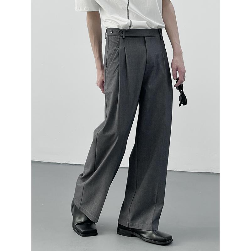 メンズ ファッション 服 男性用 オシャレ シンプル 大人 かっこいい ストリート ハイエンド スーツ パンツ ゆったり ストレート ロング(4)