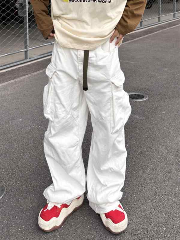 メンズ ファッション 服 男性用 オシャレ シンプル 大人 かっこいい ストリート ハイエンド アメリカン レトロ マルチ ポケット ストレート ユニセックス
