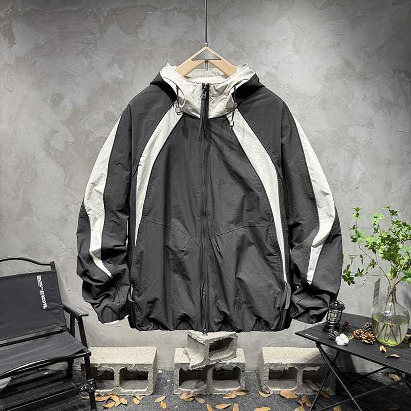 Other - メンズ ファッション 服 男性用 オシャレ シンプル 大人 かっこいい ストリート カラーマッチング ジャケット マウンテン アウトドア ジャケット カジュアル フード付き 服