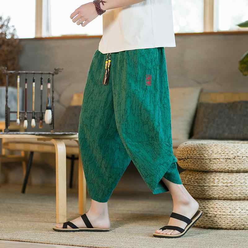 メンズ ファッション 服 男性用 オシャレ シンプル 大人 かっこいい ストリート 七分丈 リネン パンツ ジャカードパンツ 綿　麻 カジュアル 大きいサイズ