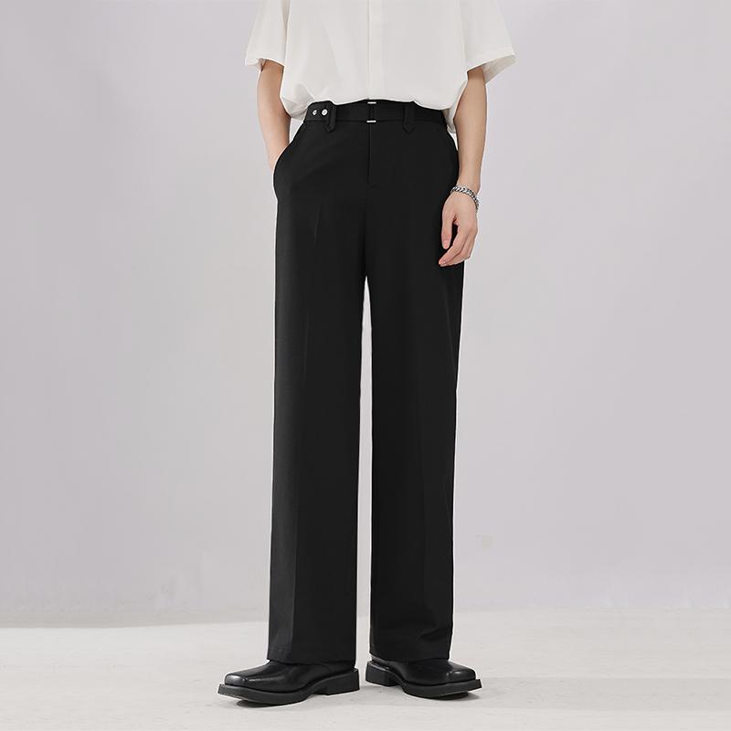 メンズ ファッション 服 男性用 オシャレ シンプル 大人 かっこいい ストリート ブラック カジュアル パンツ ストレート 韓国スタイル ワイドレッグ スーツ(4)