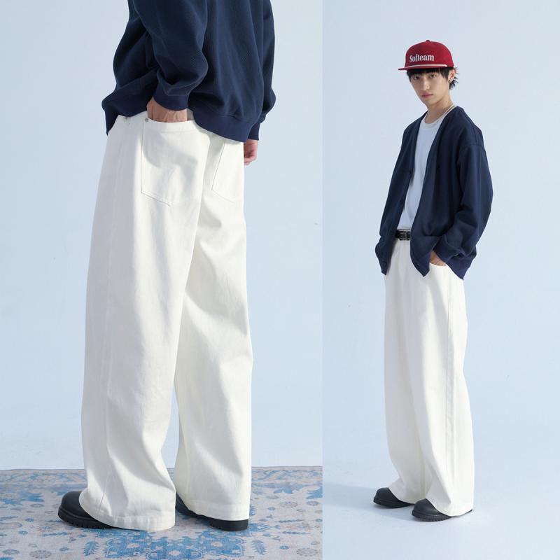 ファッション メンズ 服 男性用 オシャレ シンプル 大人 かっこいい ストリート ホワイト ジーンズ レトロ ゆったり スーツ パンツ カジュアル licot-13204049 リコット パッケージ画像