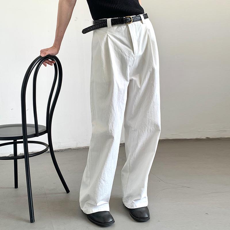 メンズ ファッション 服 男性用 オシャレ シンプル 大人 かっこいい ストリート カラー エンド 韓国スタイル カジュアル ホワイト パンツ ワイドレッグ ハイエンド