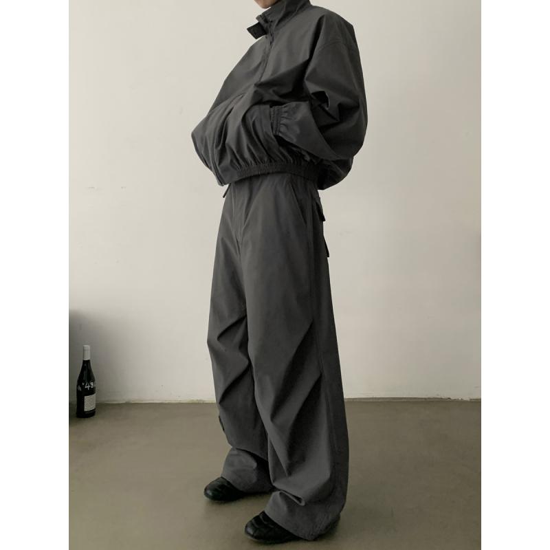 メンズ ファッション 服 男性用 オシャレ シンプル 大人 かっこいい ストリート アメリカン レトロ シワ防止 シルエット パラシュートパンツ 男女兼用 ゆったり ワイドレッグ カジュアル 機能的 スポーツ パンツ