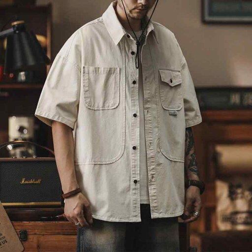 メンズ ファッション 服 男性用 オシャレ シンプル 大人 かっこいい 大きいサイズ ストリート 紳士服 ライトベージュ 半袖 シャツ カジュアル アウターシャツ 夏 綿 アメリカン トップス メンズ ファッション 服 男性用 オシャレ シンプル 大人 かっこいい 大きいサイズ ストリート 紳士服 ライトベージュ 半袖 シャツ カジュアル アウターシャツ 夏 綿 アメリカン トップス