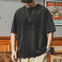 メンズ ファッション 服 男性用 オシャレ シンプル 大人 かっこいい 大きいサイズ ストリート 紳士服 アメリカン レトロ ウォッシュド T シャツ 半袖 夏 厚手 ゆったり 半袖 コットン T シャツ