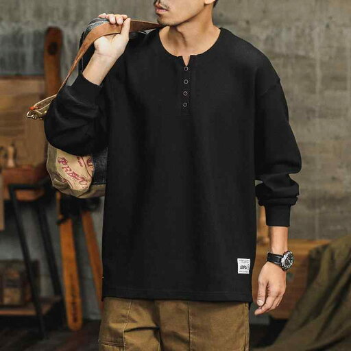 メンズ ファッション 服 男性用 オシャレ シンプル 大人 かっこいい 大きいサイズ ストリート 紳士服 アメリカン レトロ ヘンリー カラー スウェットシャツ トップス T シャツ 320 g 厚手 綿 ポロシャツ 長袖 メンズ ファッション 服 男性用 オシャレ シンプル 大人 かっこいい 大きいサイズ ストリート 紳士服 アメリカン レトロ ヘンリー カラー スウェットシャツ トップス T シャツ 320 g 厚手 綿 ポロシャツ 長袖