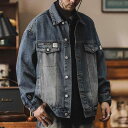 メンズ ファッション 服 男性用 オシャレ シンプル 大人 かっこいい 大きいサイズ ストリート 紳士服 アメリカン ヘビー デニムジャケット マルチ ポケット ゆったり カジュアル レトロ ワークジャケット