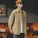 メンズ ファッション 服 男性用 オシャレ シンプル 大人 かっこいい 大きいサイズ ストリート 紳士服 アメリカン レトロ ワークシャツ カジュアル 長袖 シャツ トップス 薄手 コート