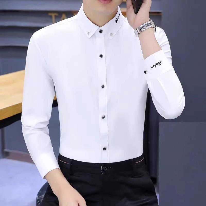 メンズ ファッション 服 男性用 オシャレ シンプル 大人 かっこいい ストリート 長袖 白 シャツ ビジネス カジュアル 薄手 文字