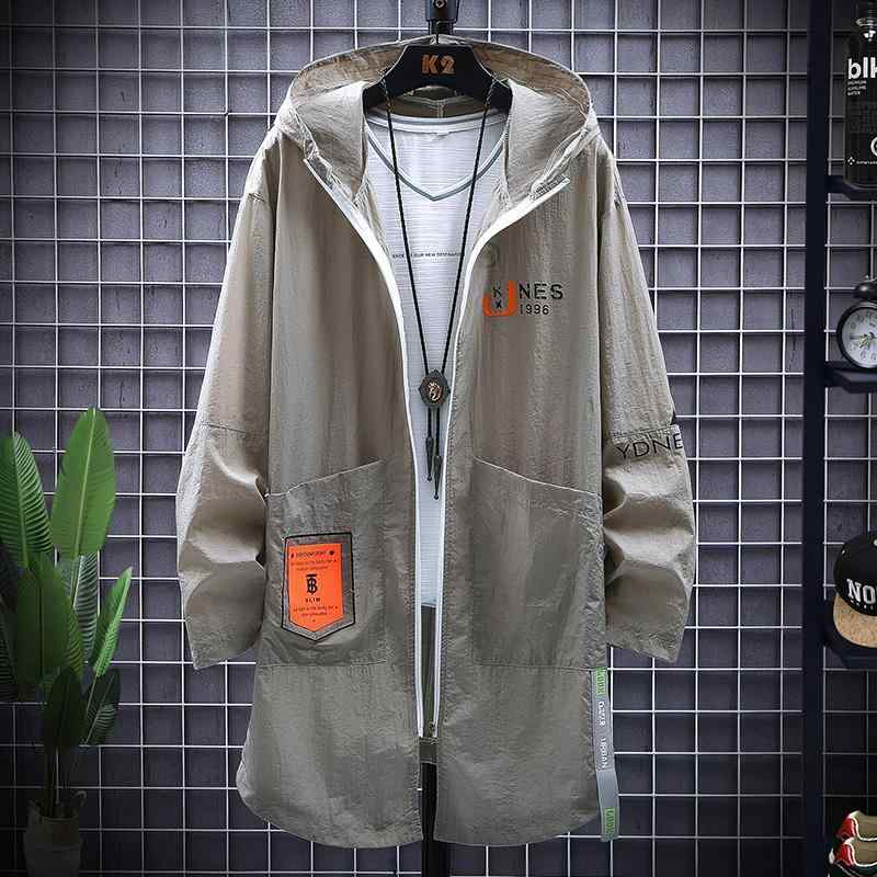 Other - メンズ ファッション 服 男性用 オシャレ シンプル 大人 かっこいい ストリート 男性用 日焼け防止 コート 薄手 ミドル丈 ウインドブレーカー 軽量 通気性 フード付き ゆったり 無地