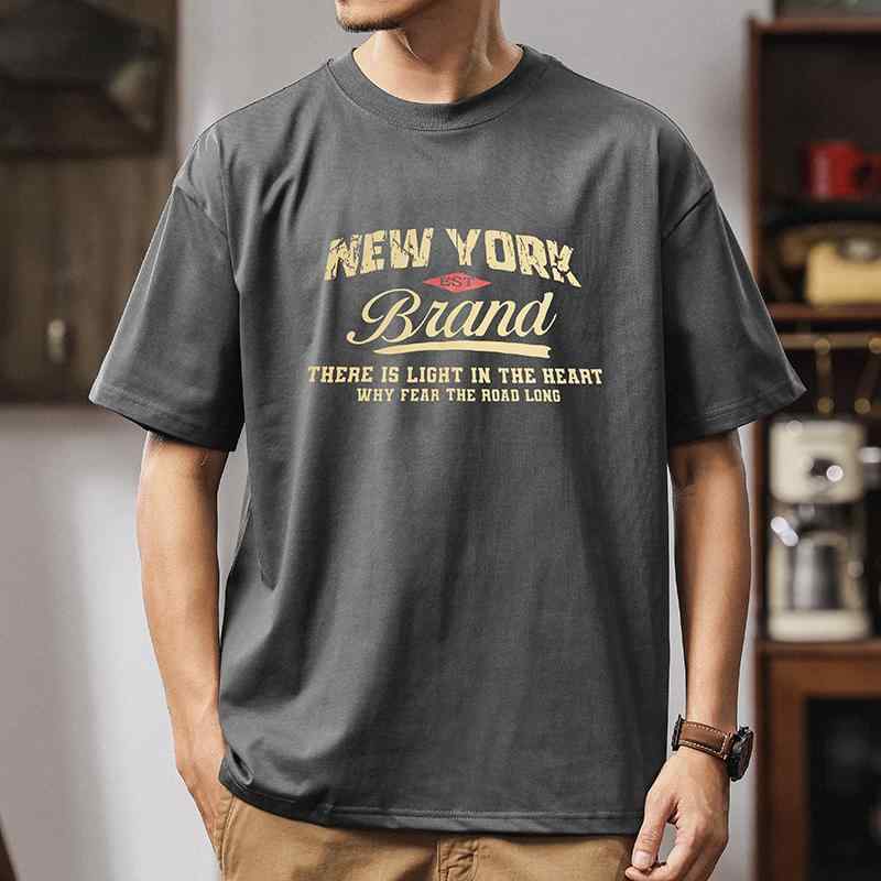 メンズ ファッション 服 男性用 オシャレ シンプル 大人 かっこいい ストリート 秋コーデ アメリカン レトロ 260 ヘビー 半袖 シャツ プリント ワークウェア 半袖 シャツ