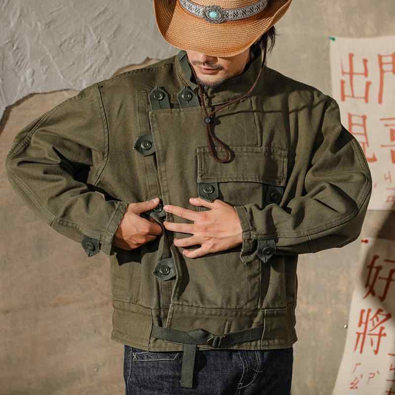 Rakuten - 秋　冬 コーデ メンズ 服 シンプル ファッション オシャレ 大人 かっこいい 大きいサイズ ストリート 紳士服 ヴィンテージ ライダース ジャケット アミ カーキ レトロ ハンティング ジャケット 綿 ミリタリーグリーン ワークジャケット