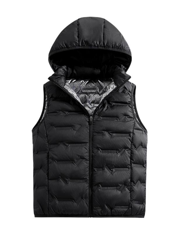 メンズ ファッション 服 男性用 オシャレ シンプル 大人 かっこいい ストリート 秋冬コーデ ダウン コットン ベスト 男女兼用 軽量 ゆったり フード付き 防寒 ベスト ジャケット