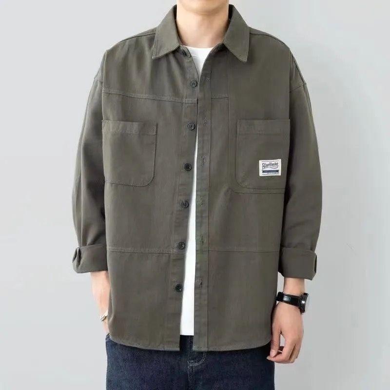 メンズ ファッション 紳士服 シャツ 男性用 綿素材 春　秋 秋　冬 長袖 ワイドシルエット レジャー カジュアル トップス インナー ジャケット 軽量 通勤 普段使い アウトドア 伸縮性 ストレッチ ミドル丈 暖かい